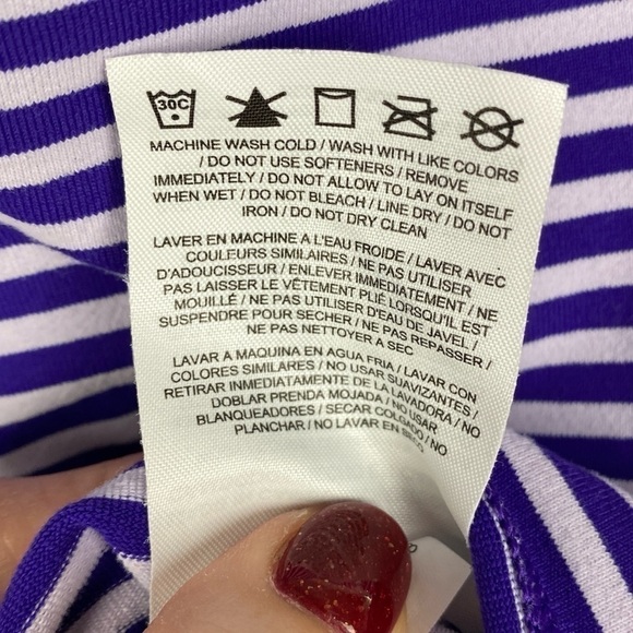 Nike‎ Dri-Fit Slim Fit Purple Striped Built-In Bra Athletic Tank Top Women's Med - Picture 11 of 12